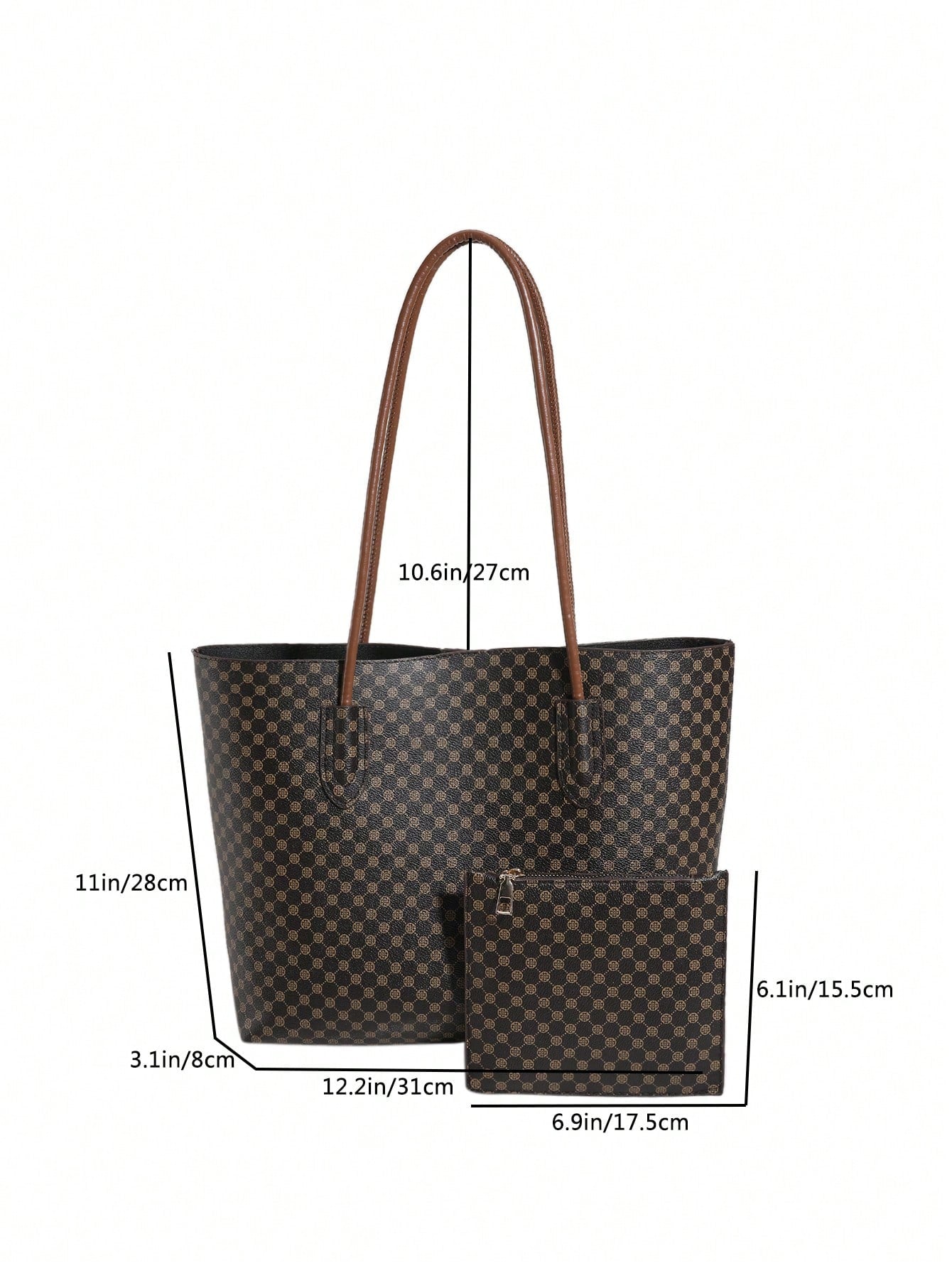 حقيبة كتف بنقش مقبض مزدوج شنط وحقائب شنط