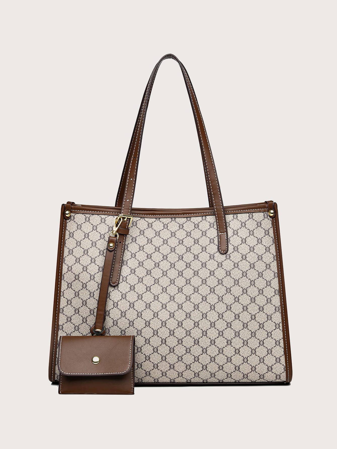 حقيبة كتف نمط هندسي بيج شنط وحقائب شنط