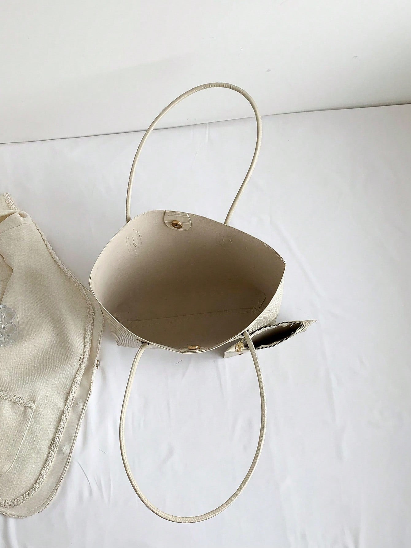 حقيبة كتف بنقش مقبض مزدوج شنط وحقائب شنط