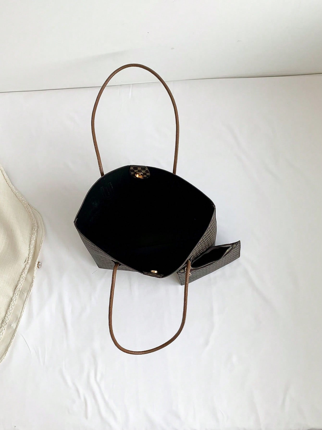 حقيبة كتف بنقش مقبض مزدوج شنط وحقائب شنط