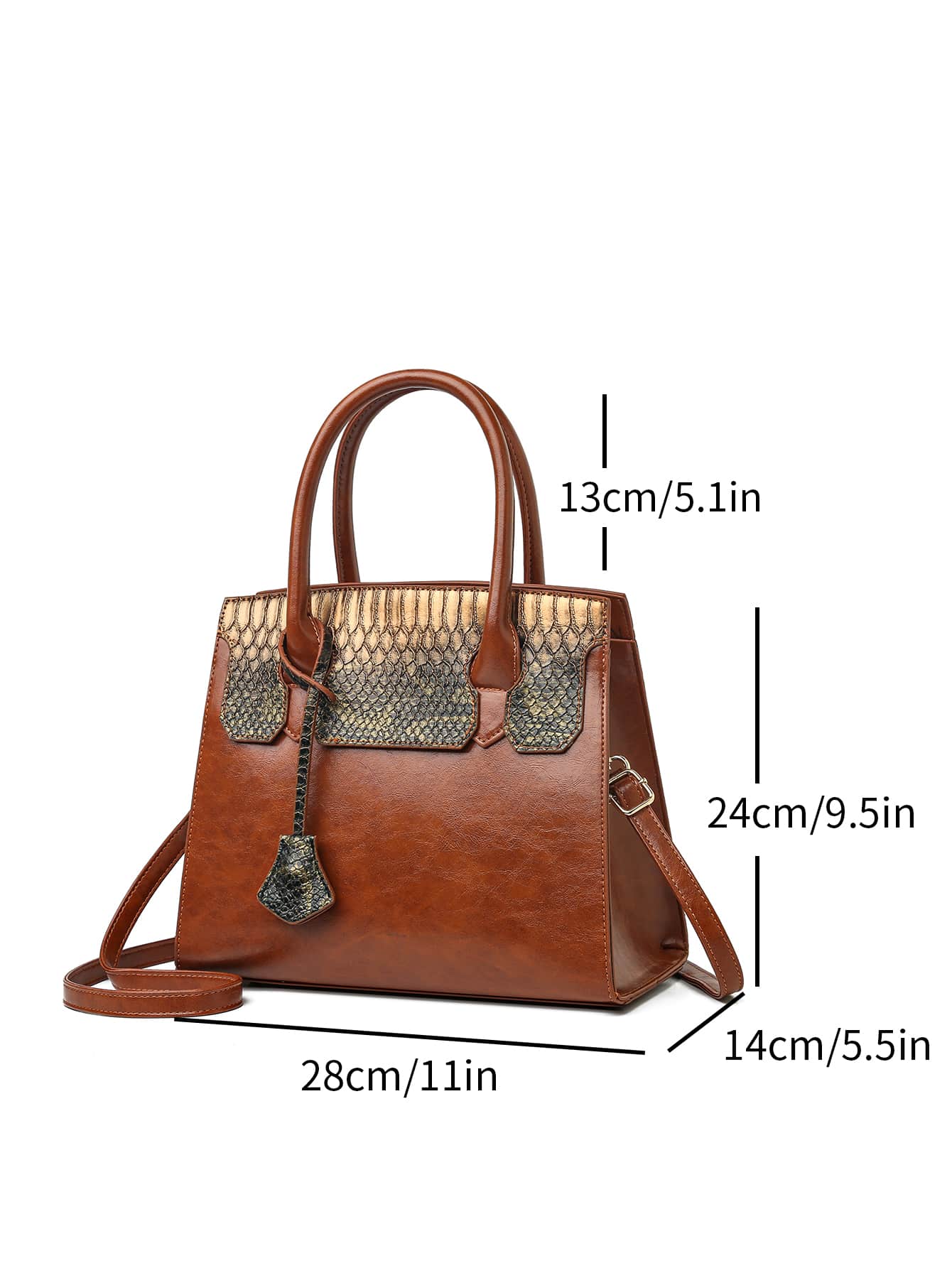 حقيبة كبيره بنية جلد مموج شنط وحقائب شنط