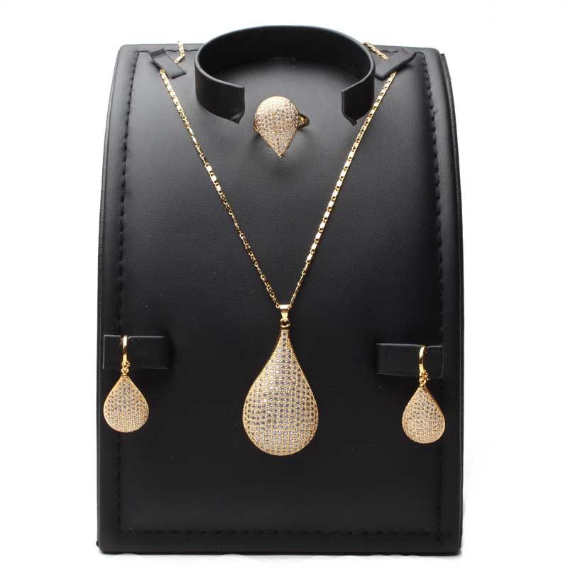 طقم مرصع زركون شكل دمعة اطقم متوفر 2 لون