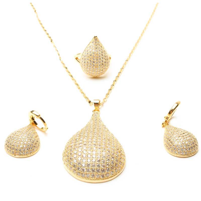 طقم مرصع زركون شكل دمعة اطقم متوفر 2 لون ذهبي 7