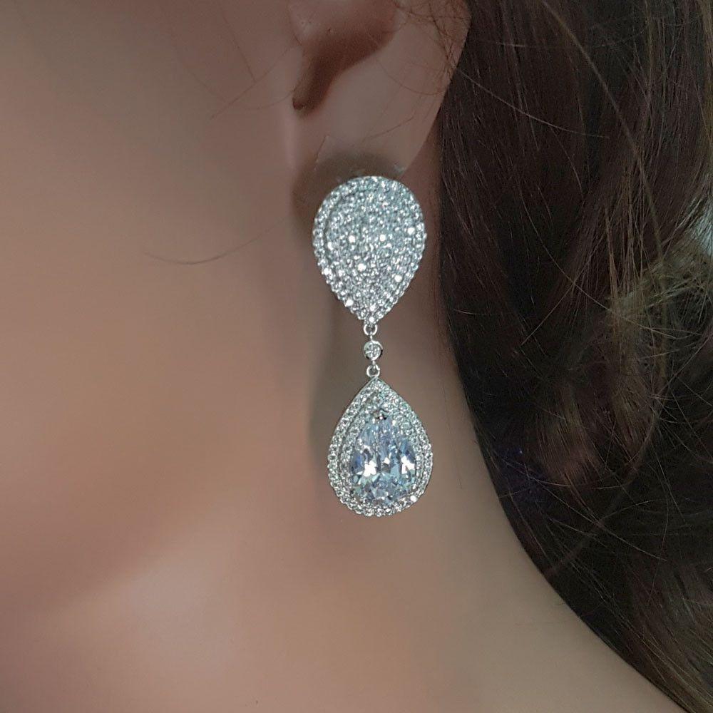 حلق زركون دبل تير دمعه حلق متوفر 1 لون