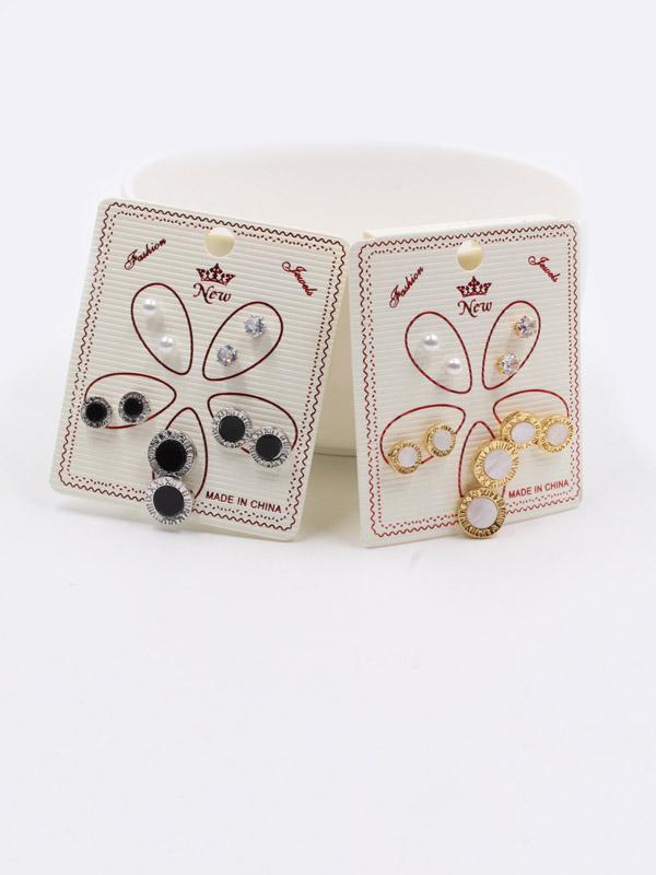 حلق مجموعة صدف زركون حلق متوفر 2 لون