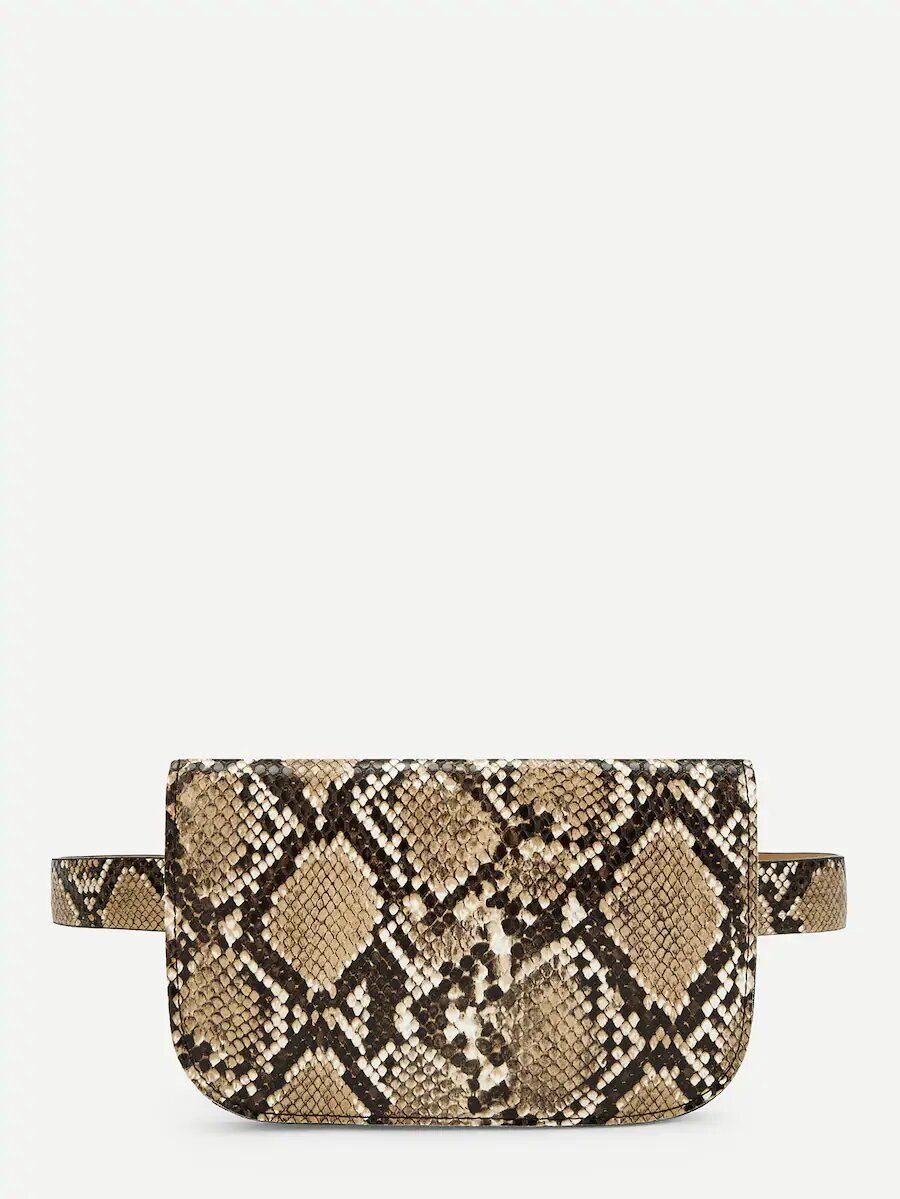 شنطة جلد ثعبان بحزام للخصر شنط وحقائب شنط بني