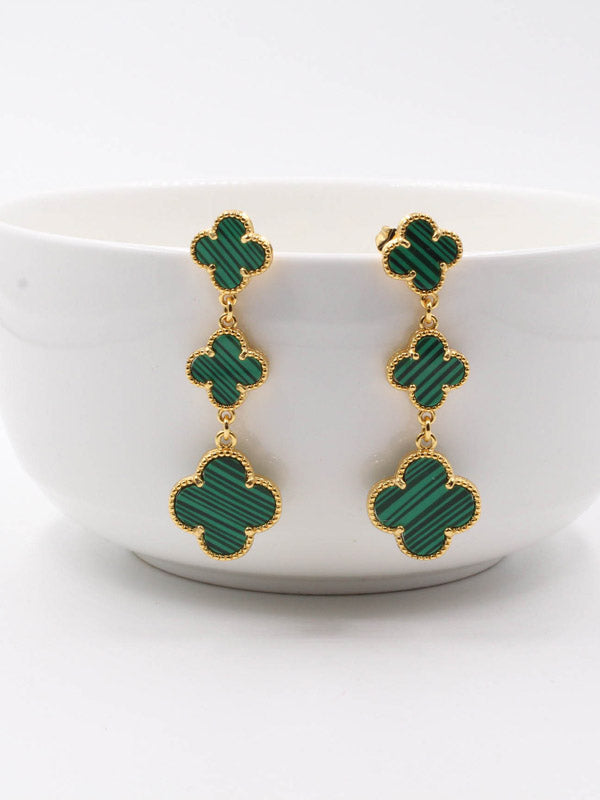 فان كليف حلق وردات طويل صدف طبيعي حلق van cleef