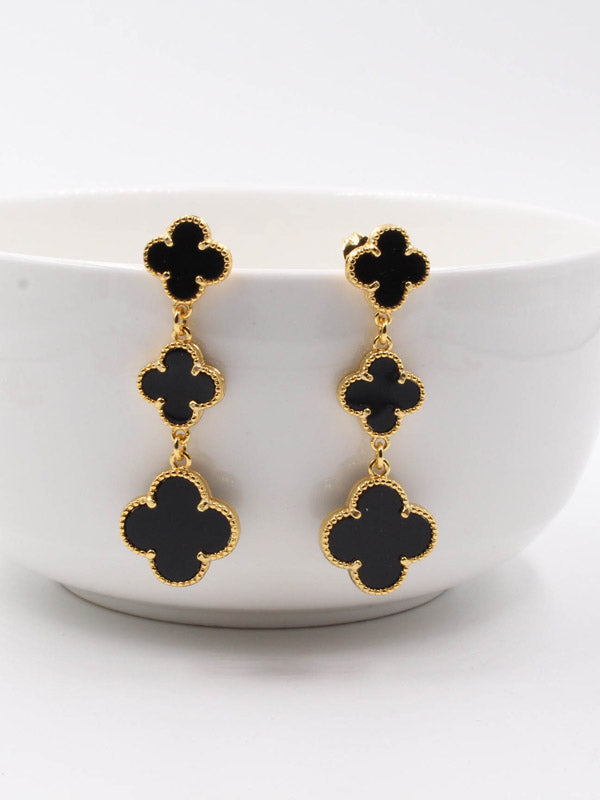 فان كليف حلق وردات طويل صدف طبيعي حلق van cleef