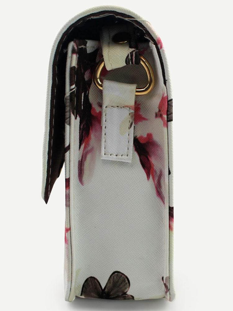 حقيبة بيضاء بطباعة أزهار وفراشة شنط وحقائب متوفر 1 لون