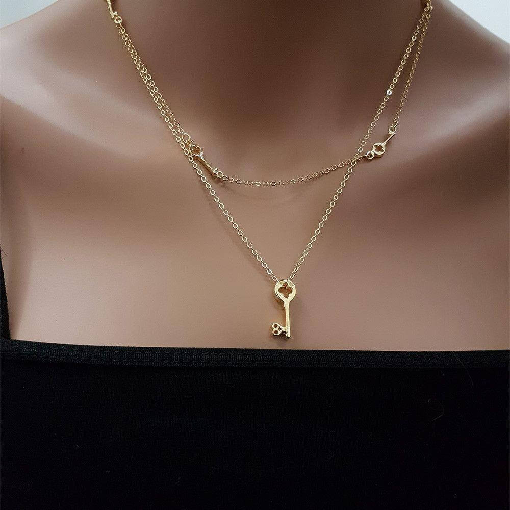 سلسال طبقتين مفاتيح تيفاني انيق سلسال متوفر 2 لون