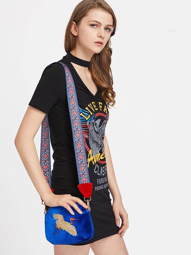 حقيبة مطرز طائر الكركي شنط وحقائب متوفر 1 لون