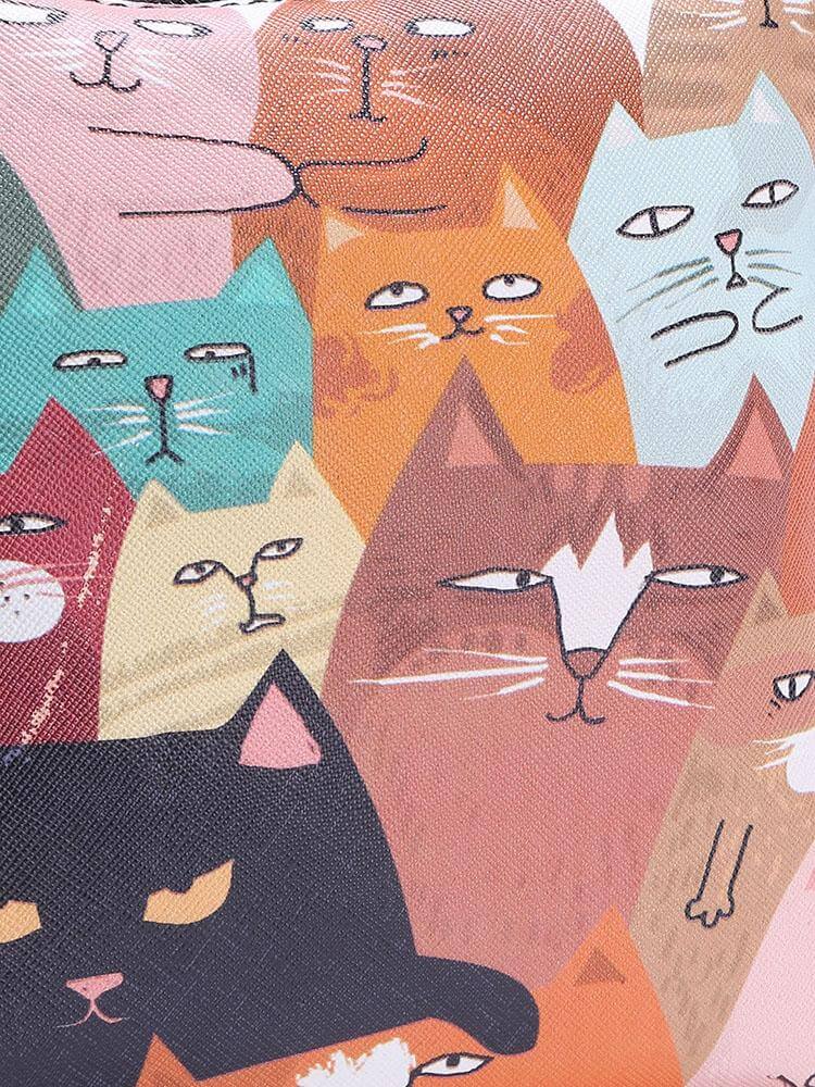 حقيبة الكتف جلد صناعي طباعة القطة شنط وحقائب متوفر 2 لون