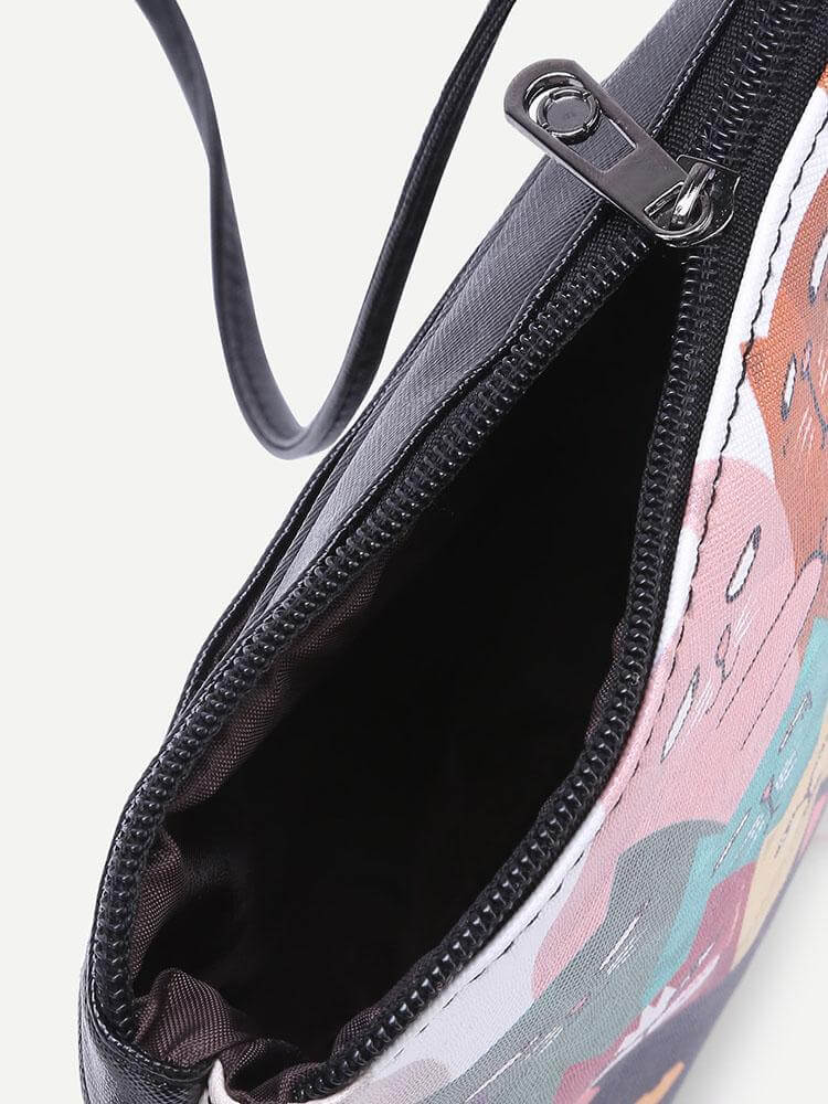 حقيبة الكتف جلد صناعي طباعة القطة شنط وحقائب متوفر 2 لون