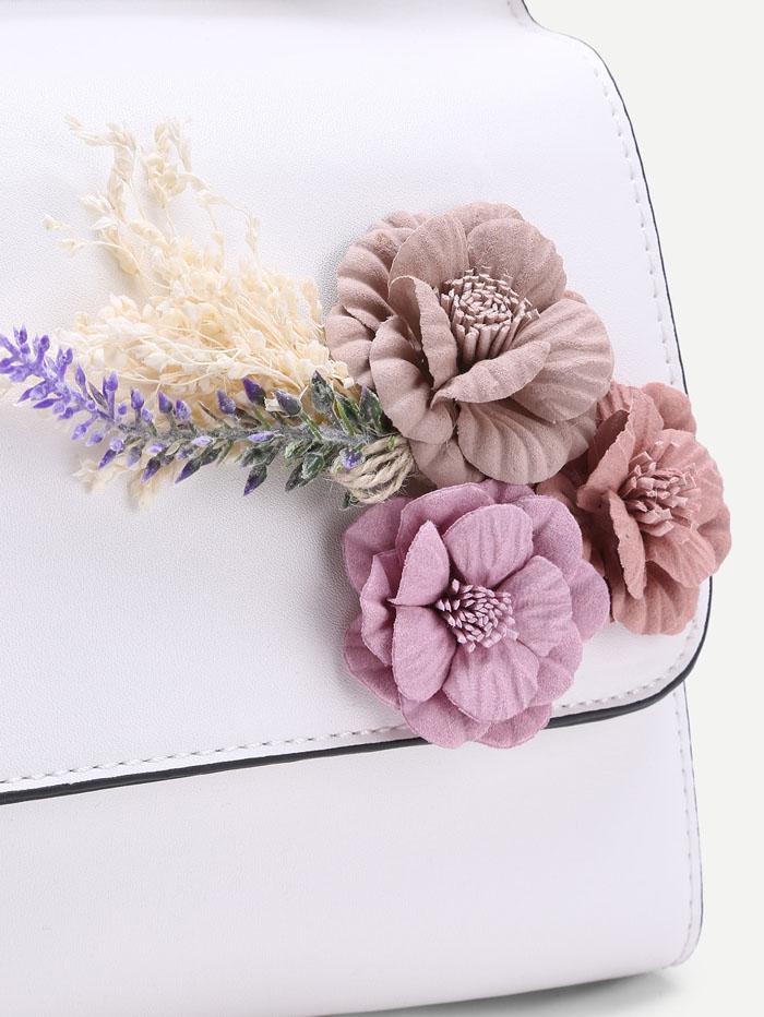 شنطة كتف جلد صناعي مزخرفه زهور شنط وحقائب متوفر 1 لون