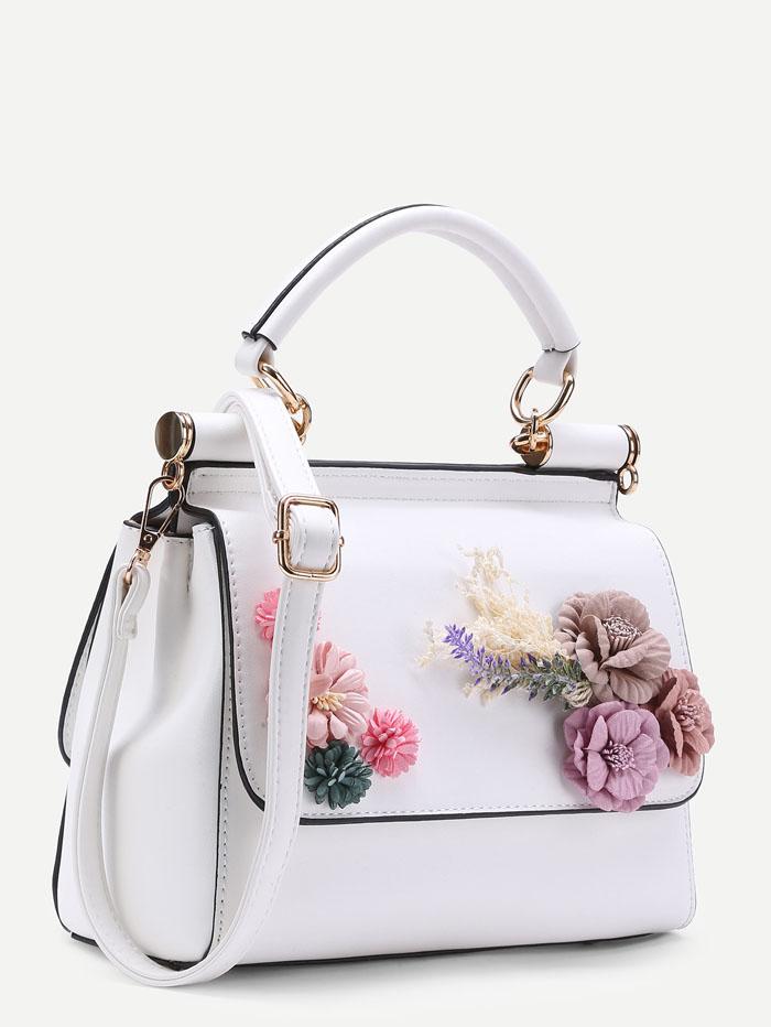 شنطة كتف جلد صناعي مزخرفه زهور شنط وحقائب متوفر 1 لون