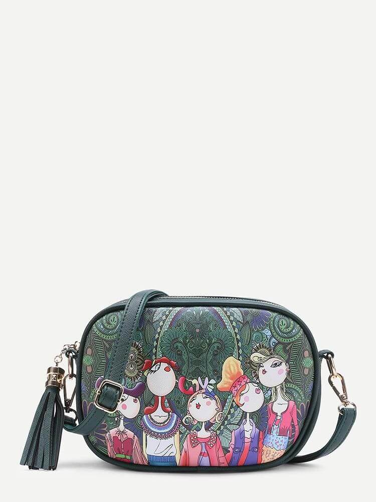 حقيبة طباعة رسم كاريكتوري شنط وحقائب متوفر 1 لون اخضر