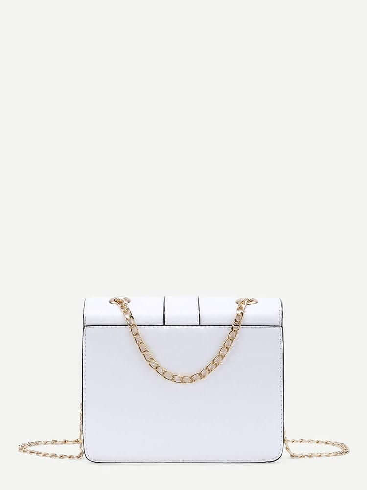 حقيبه جلد بيضاء بنقشة زهور شنط وحقائب متوفر 1 لون