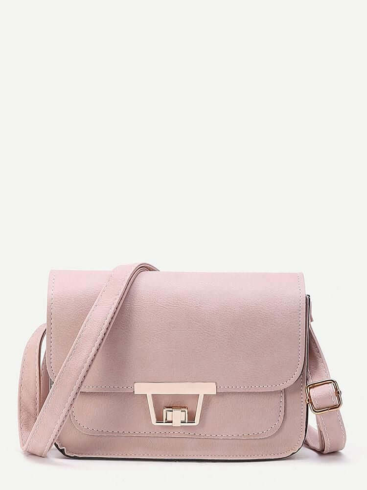 حقيبة الكتف هندسية الشكل تويست قفل سلسلة شنط وحقائب متوفر 2 لون وردي