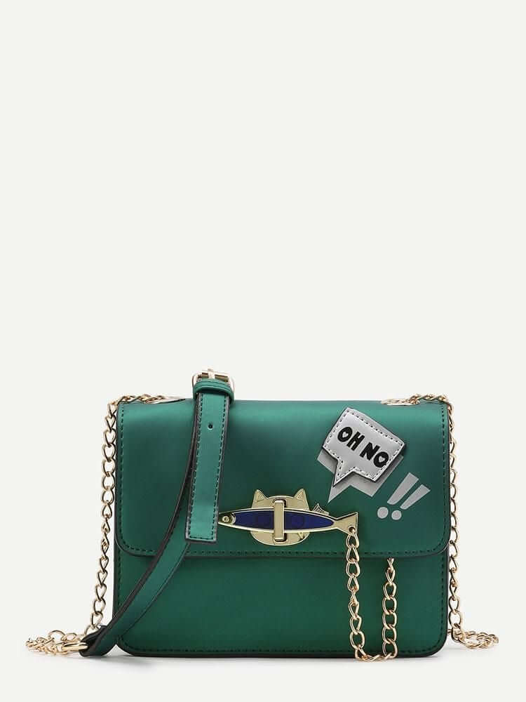 حقيبة السلسلة بشكل السمك و القطة شنط وحقائب متوفر 1 لون اخضر