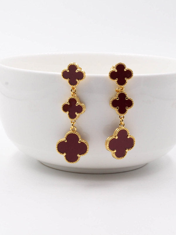 فان كليف حلق وردات طويل صدف طبيعي حلق van cleef