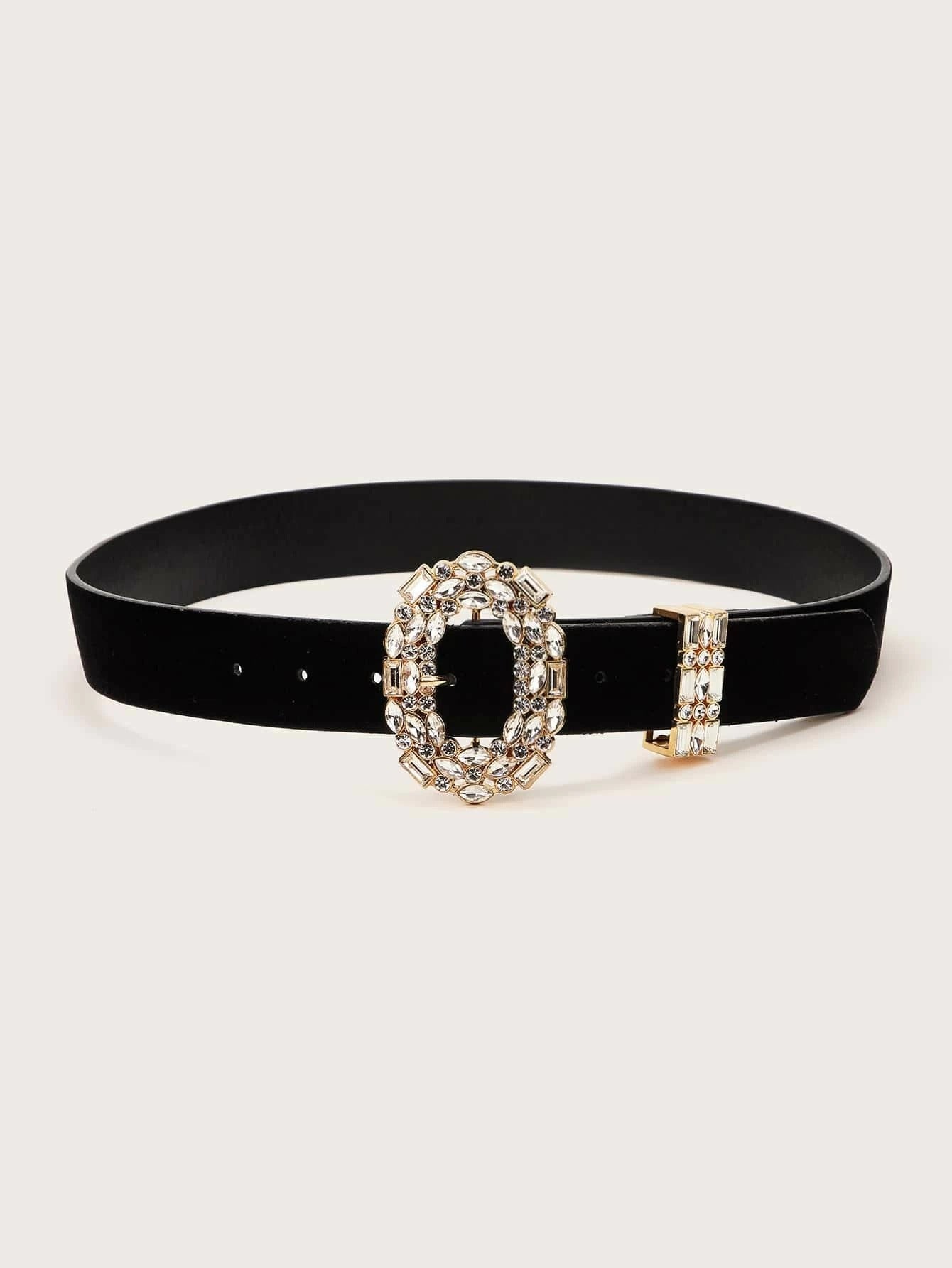 حزام بيضاوي كريستال اسود احزمة jewel اسود