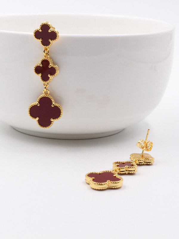 فان كليف حلق وردات طويل صدف طبيعي حلق van cleef