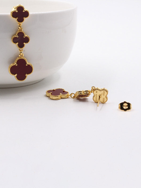 فان كليف حلق وردات طويل صدف طبيعي حلق van cleef