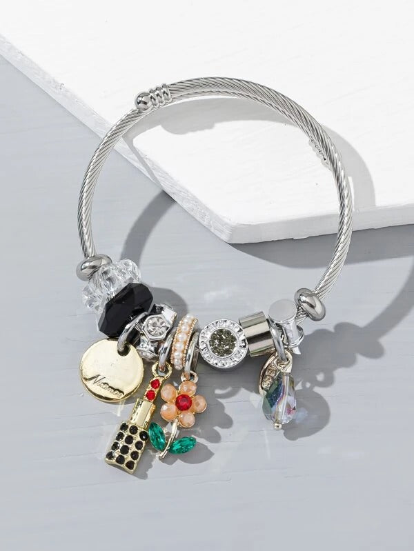 اسواره باندورا فضية ملون كريستالية اسواره pandora فضي