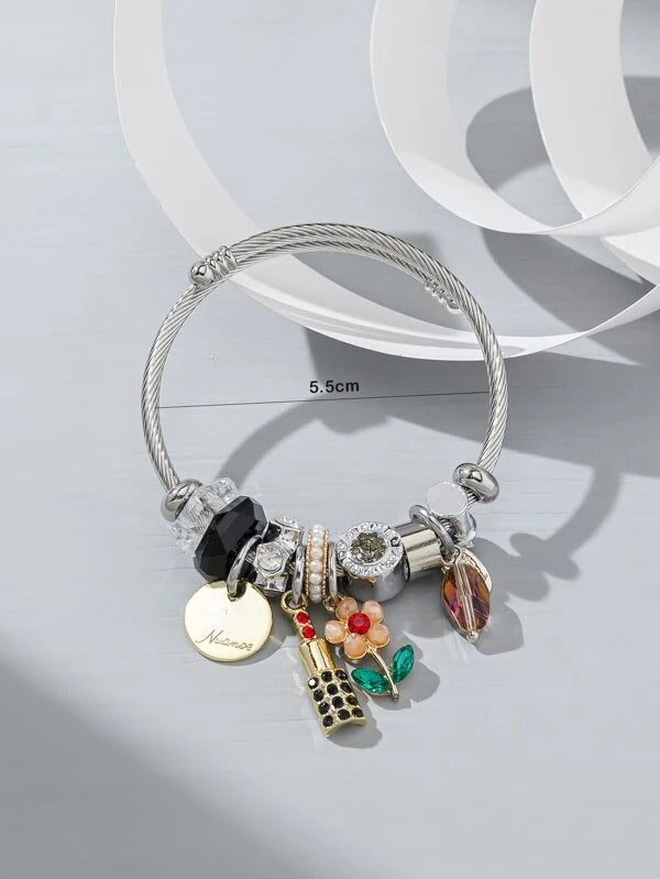 اسواره باندورا فضية ملون كريستالية اسواره pandora