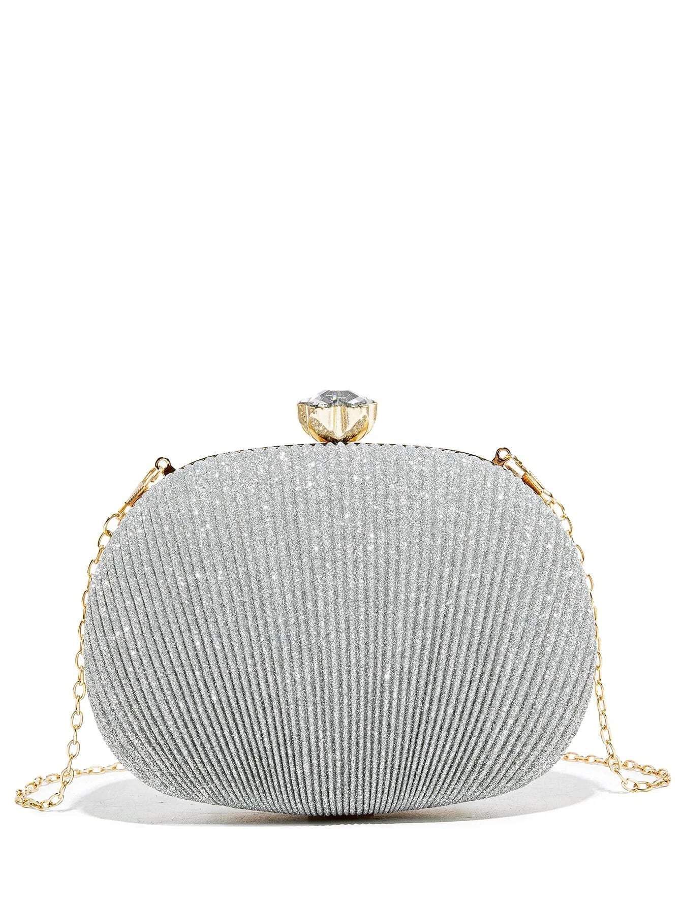 حقيبة سهره لامع سلسلة شنط وحقائب شنط فضي