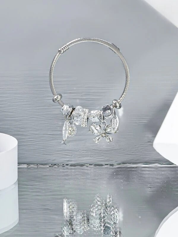 اسواره باندورا فضية فراشة كريستالية اسواره pandora