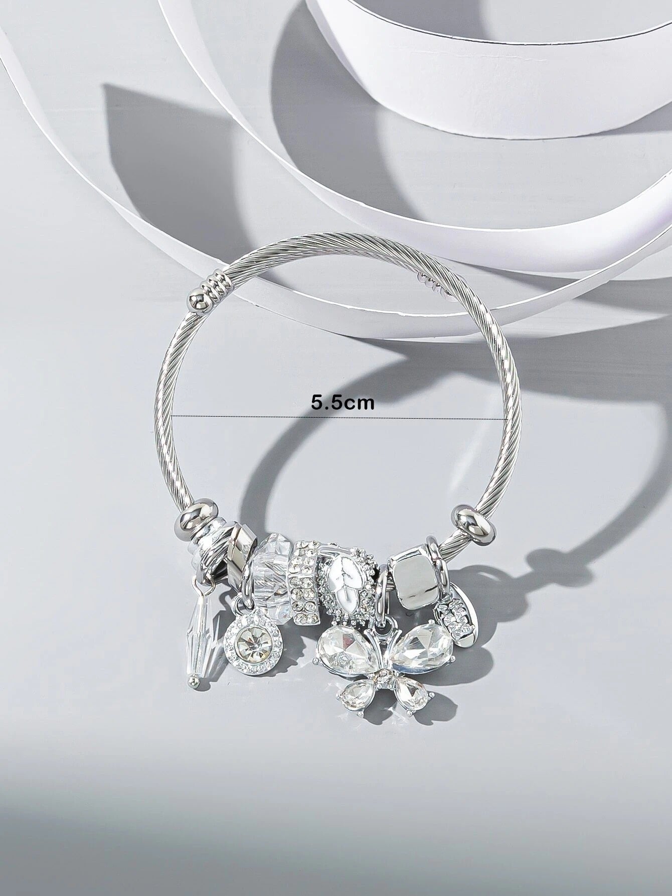 اسواره باندورا فضية فراشة كريستالية اسواره pandora