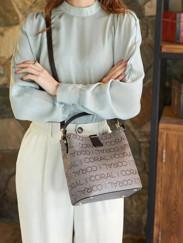 حقيبة مربعة ميني طباعة شنط وحقائب شنط رمادي