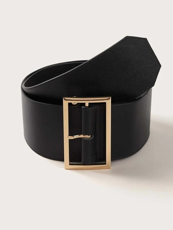 حزام عريض اسود قفل مستطيل احزمة jewel اسود