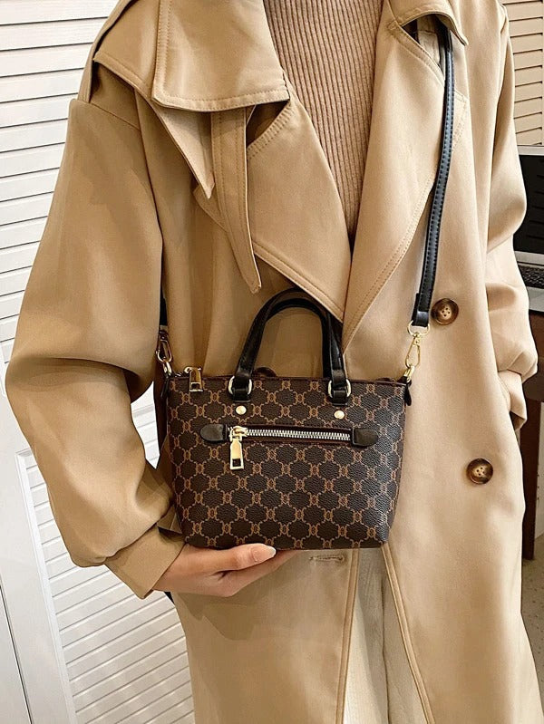 حقيبة يد هندسي بني شنط وحقائب شنط بني