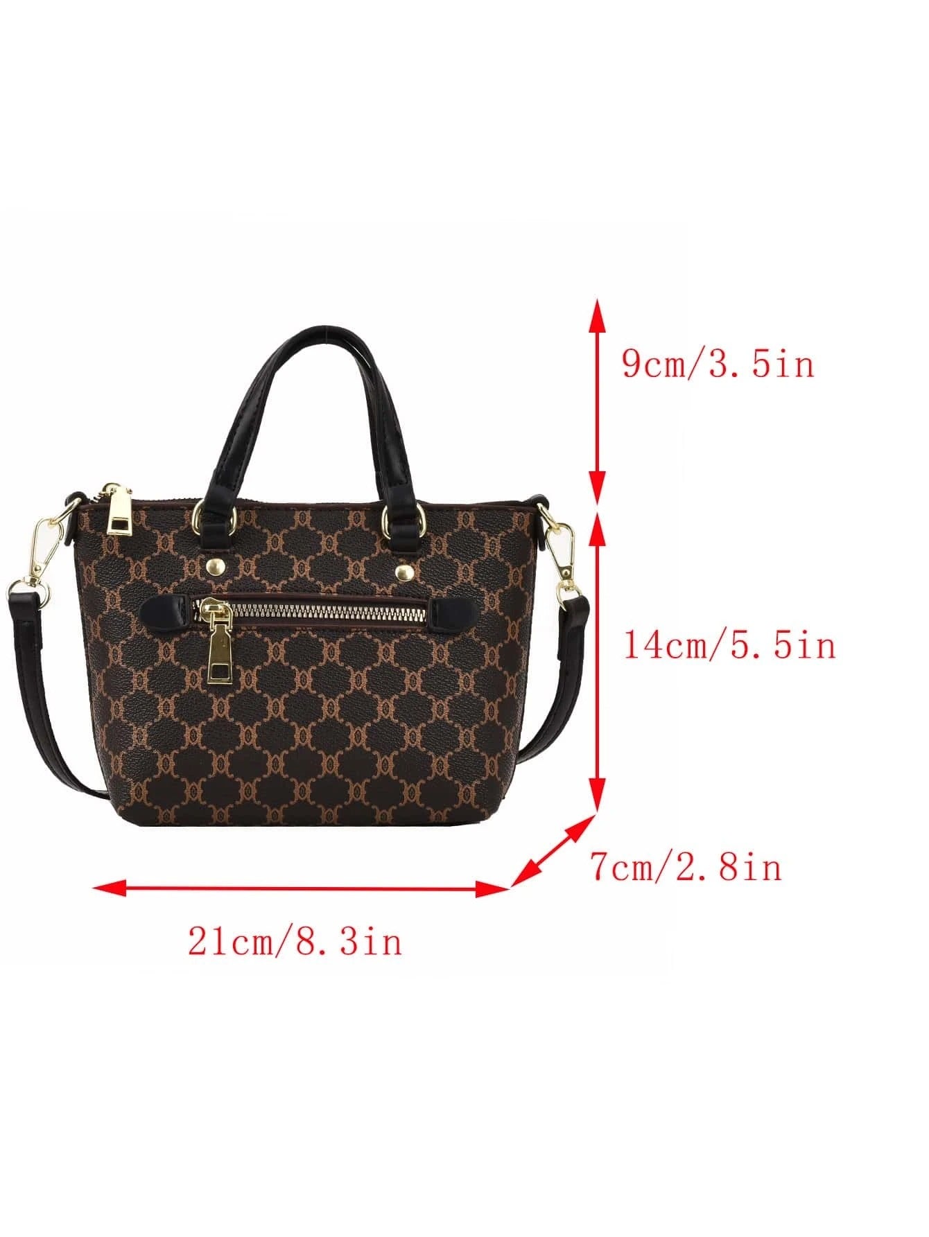 حقيبة يد هندسي بني شنط وحقائب شنط