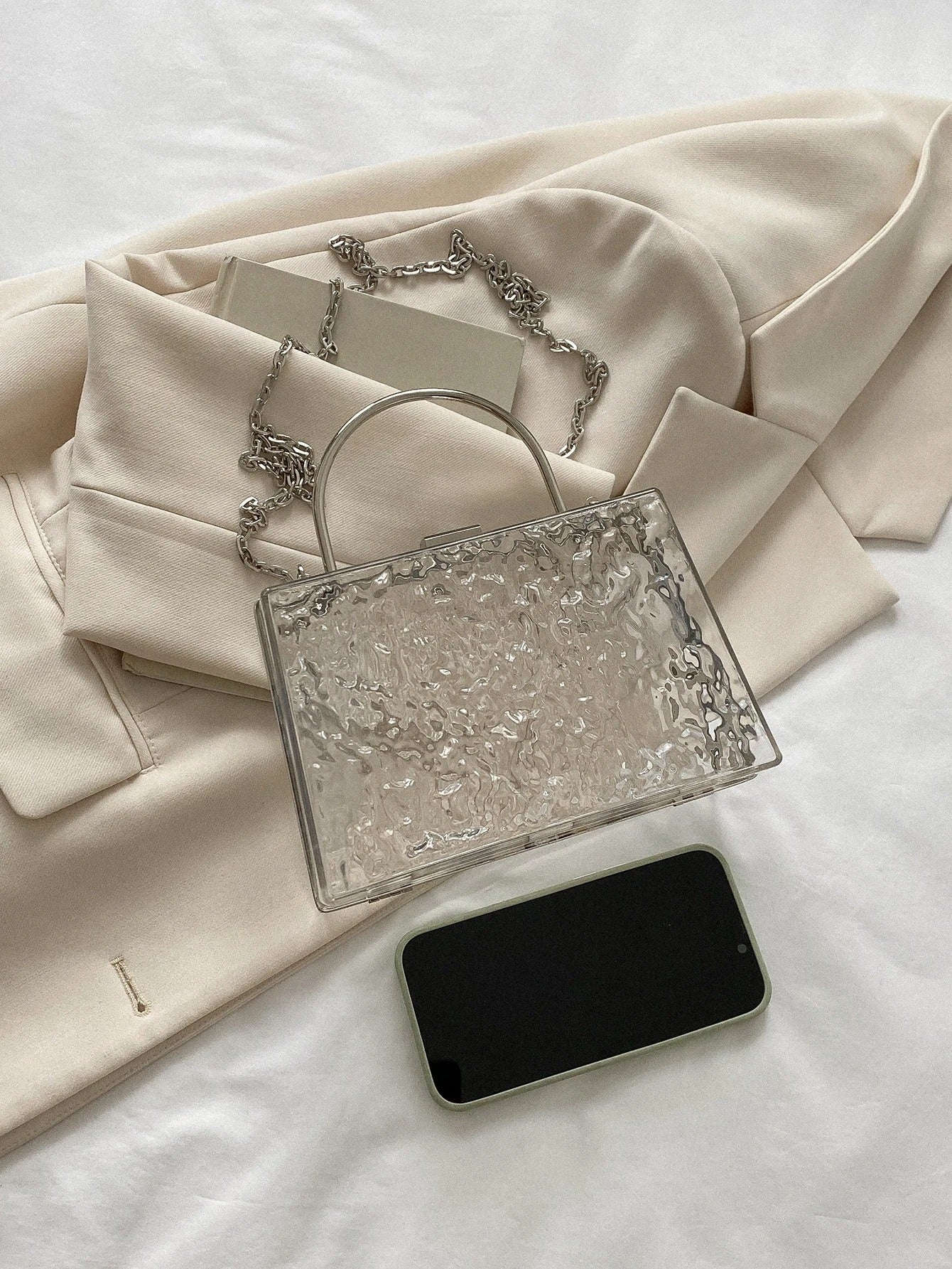 حقيبة شكل صندوق ميني شفاف شنط وحقائب شنط