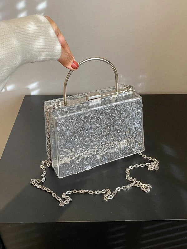 حقيبة شكل صندوق ميني شفاف شنط وحقائب شنط