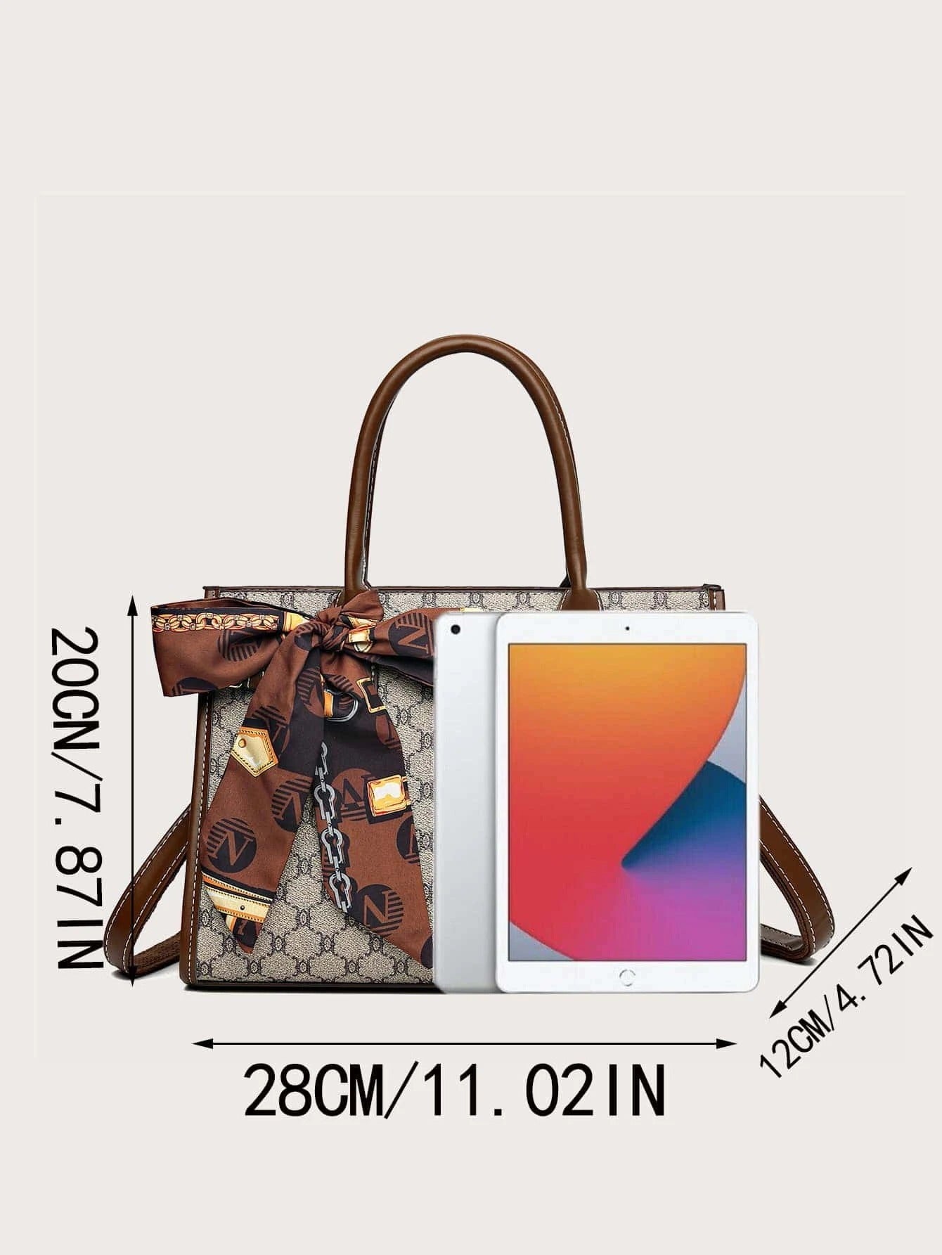 حقيبة مربعة بوشاح بني شنط وحقائب شنط