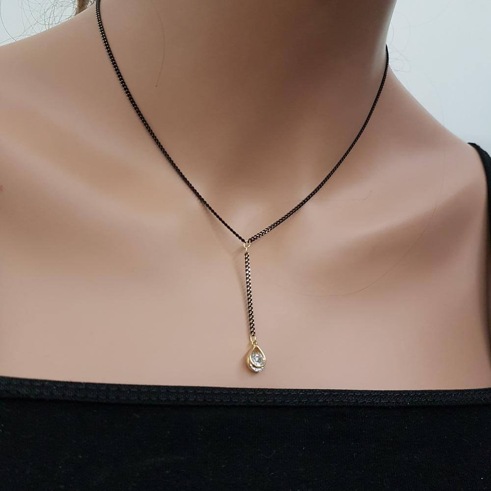 سلسال اسود بفص زركون دمعه سلسال متوفر 2 لون