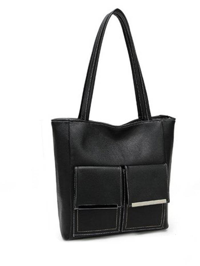 حقيبة كتف كبيرة بجيوب شنط وحقائب متوفر 1 لون اسود