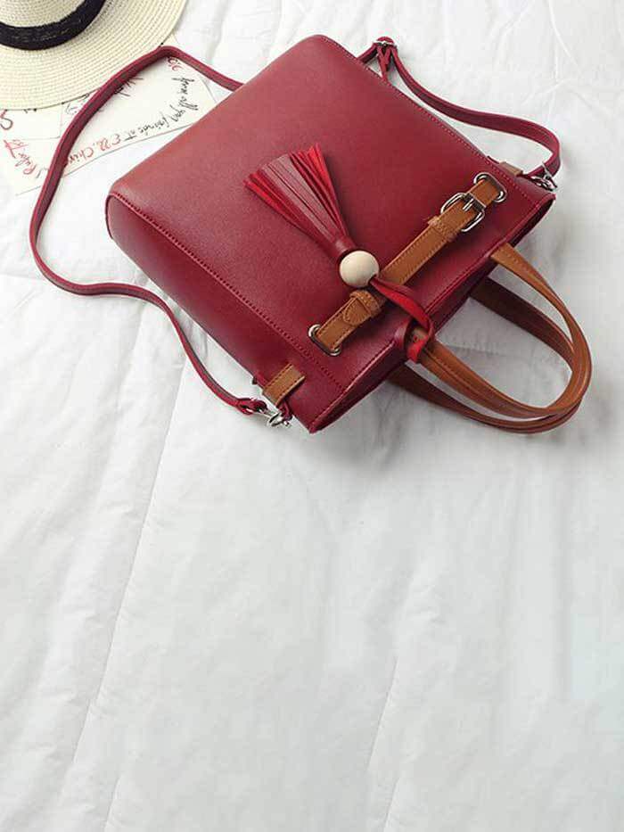 حقيبة يد سوداء بشريط جملي شنط وحقائب متوفر 4 لون