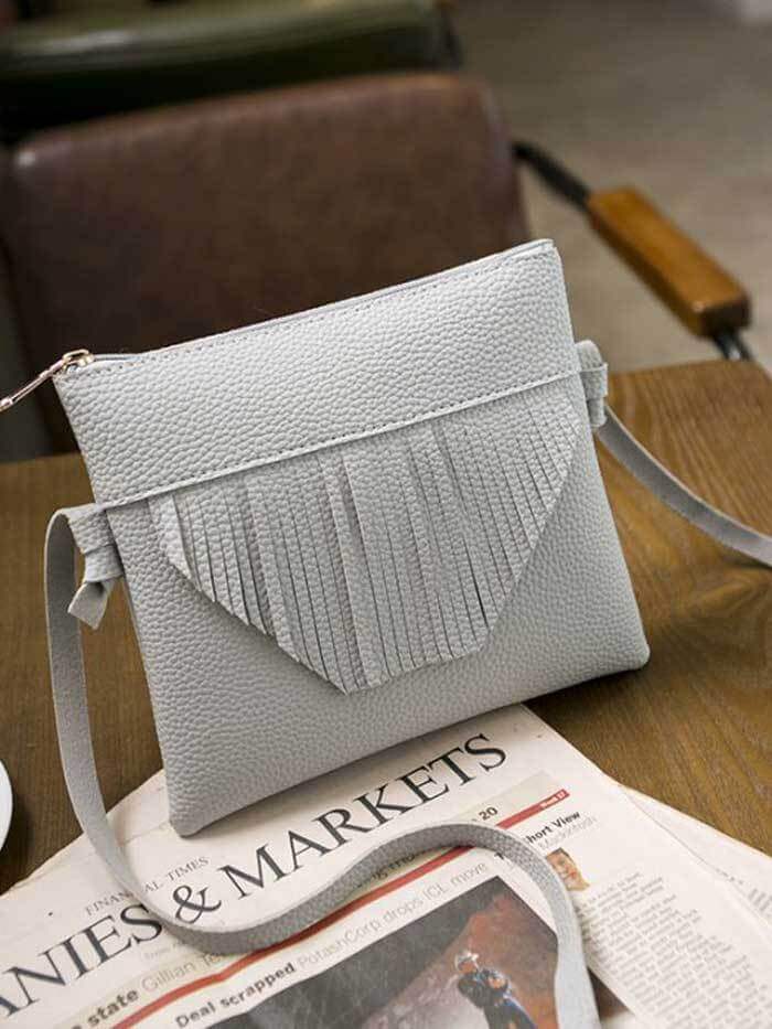 حقيبة سوداء بشراشيب شنط وحقائب متوفر 2 لون رمادي