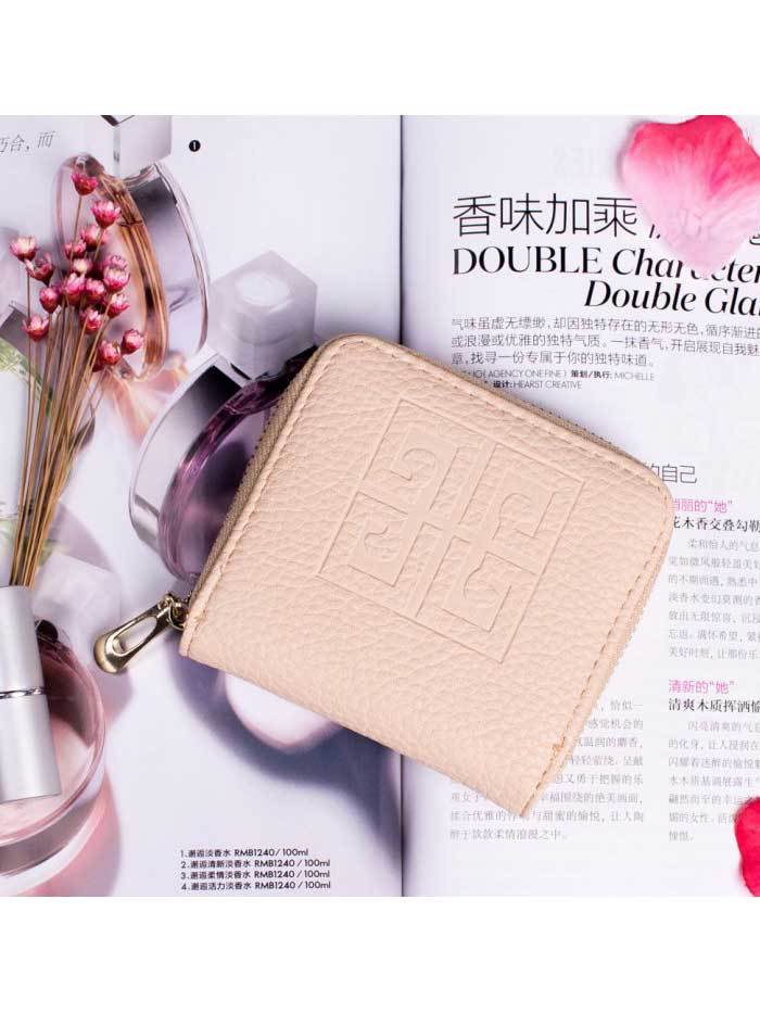 محفظة وردي بسحاب للاغلاق محافظ متوفر 5 لون لحمي