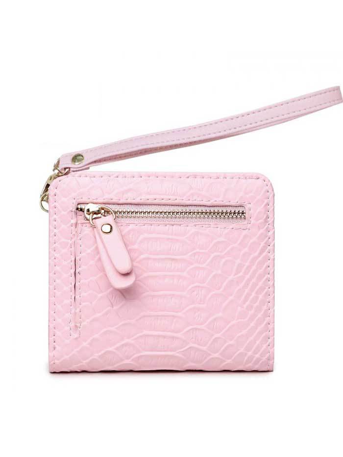 محفظة رمادي بسحاب للاغلاق محافظ بوك وردي