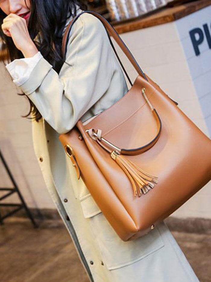 حقيبة يد كبيرة بحزامين شنط وحقائب متوفر 3 لون جملي