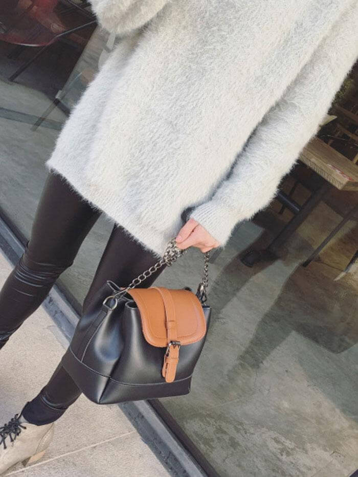 حقيبة كتف كبيرة بيد معدنية طويلة شنط وحقائب متوفر 2 لون