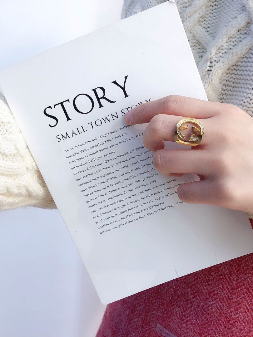 خاتم قوتشي ذهبي كبير لوقو خواتم gucci