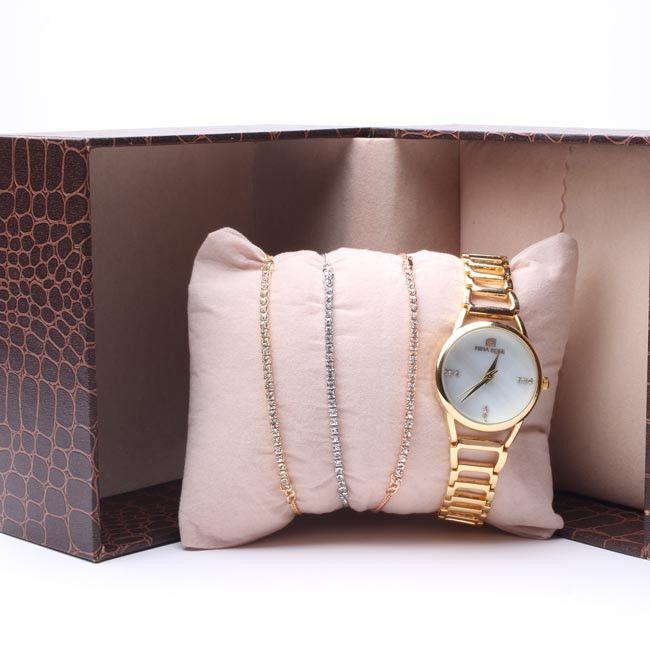 طقم ساعه واساور كريستاليه اطقم ساعات متوفر 2 لون ذهبي