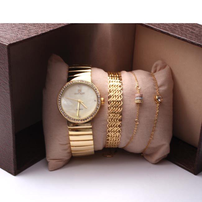 طقم ساعه واساور ناعمه ذهبي اطقم ساعات متوفر 1 لون ذهبي